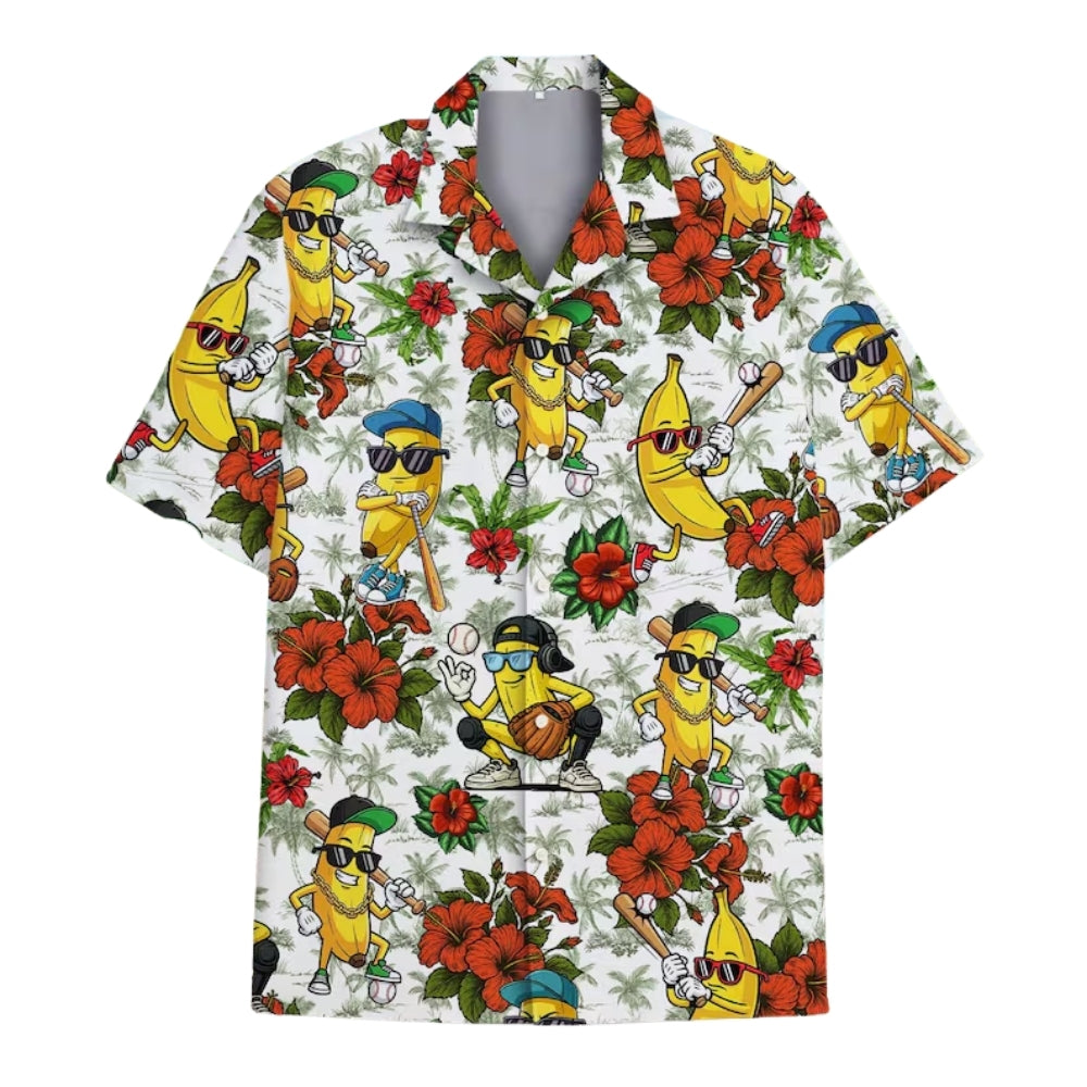 Funny Banana Baseball Hawaiian Shirt Men Women, Tropical Baseball Hawaiian Shirts HE0120