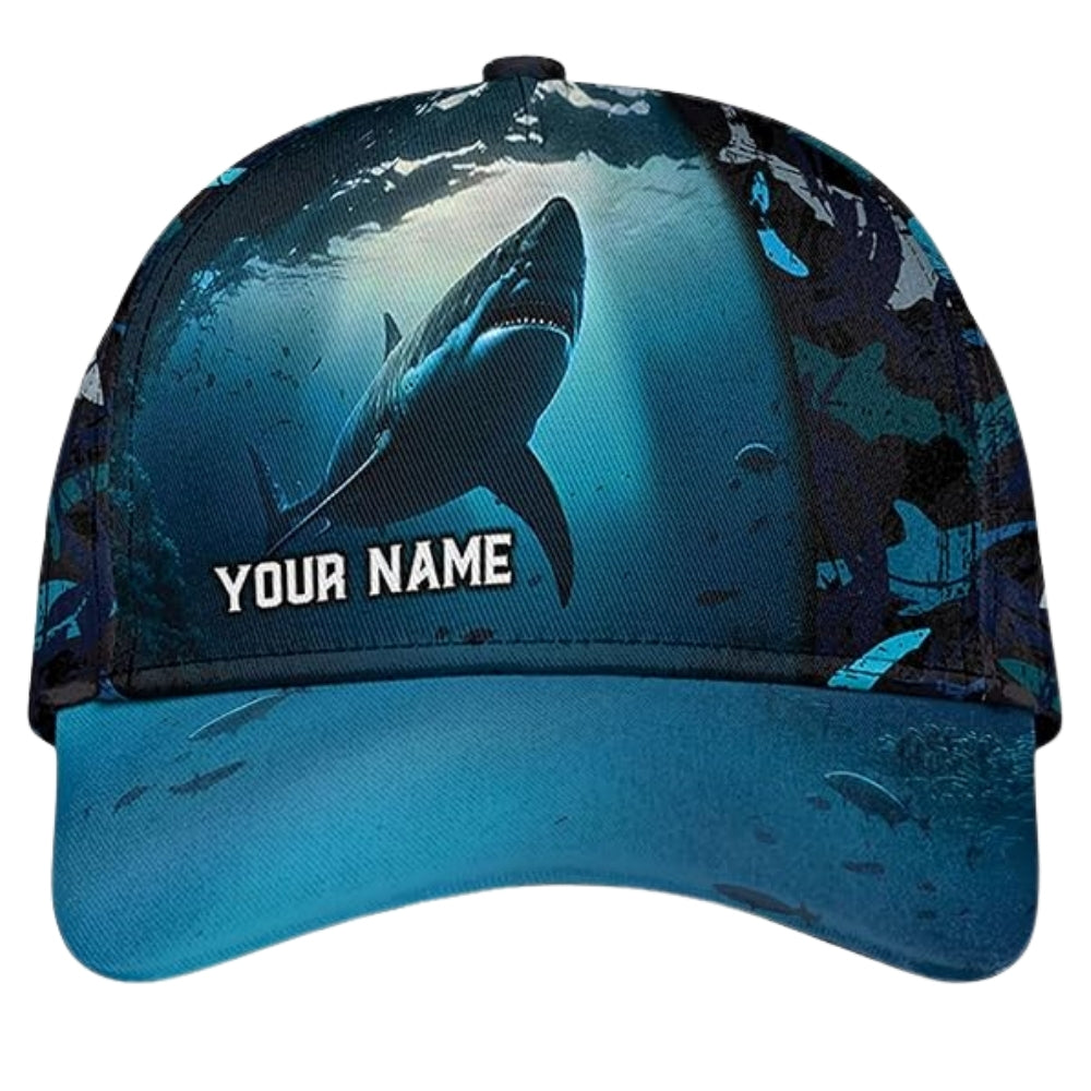 Custom Name Camouflage Shark Baseball Cap, Custom Shark Caps Hats CP0177