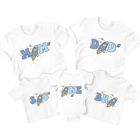 Matching Astronaut First Birthday Family T Shirts, 1st Birthday Space Shirts For Family ET0351