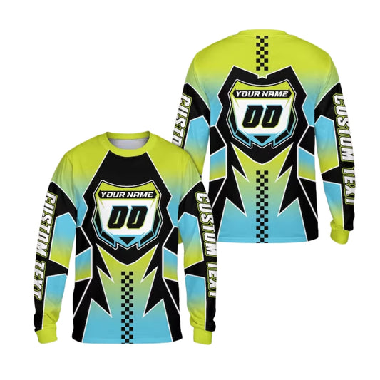 Custom Neon Motocross Dirt Bike Long Sleeve Men's Jersey, Custom Dirt Bike Shirts For Men ME0017