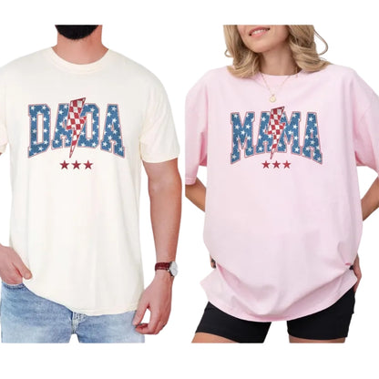 Dada Mama USA Flag Custom Matching Fourth Of July Family T Shirts, Custom Matching Family Shirts For 4th Of July ET0624