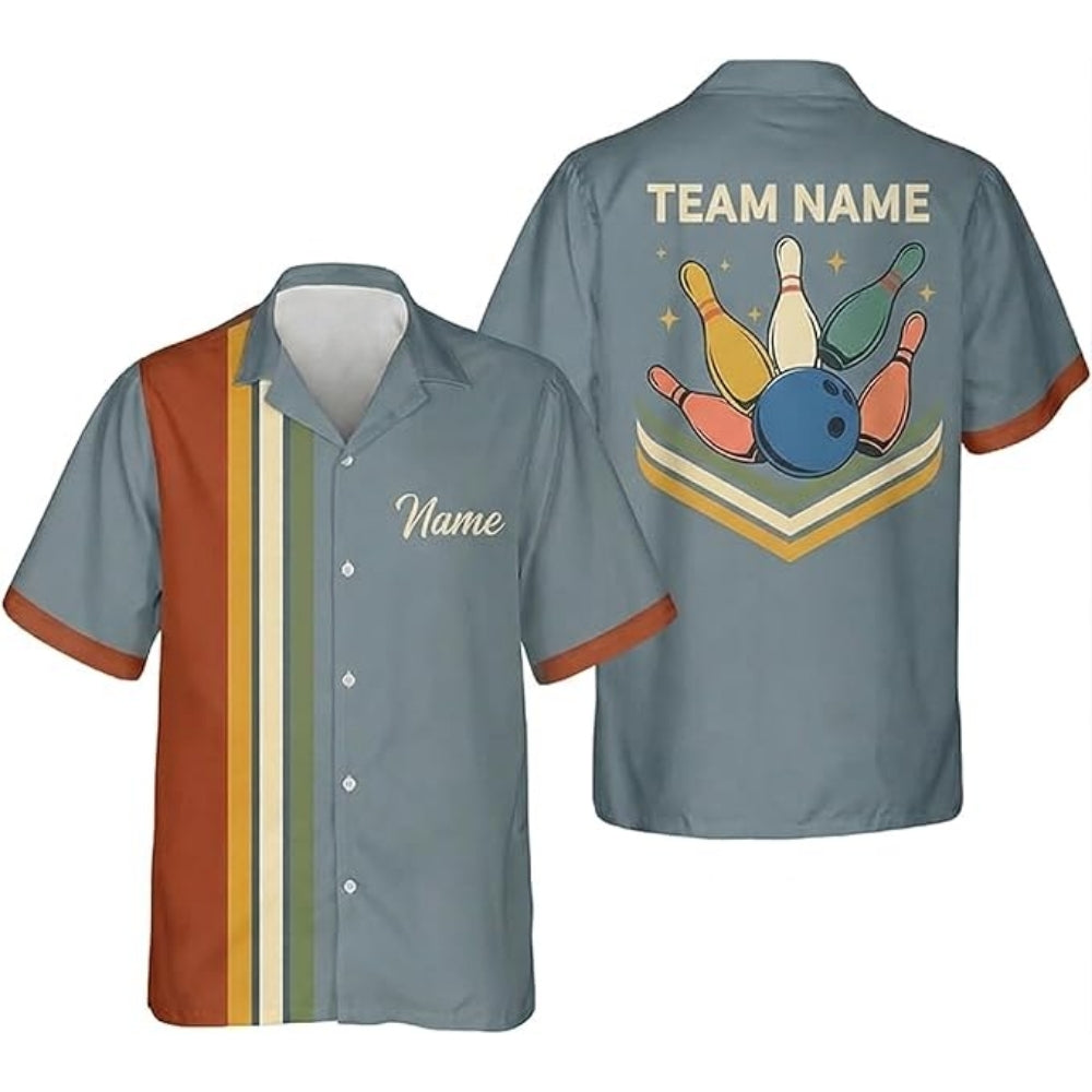 Custom Retro Bowling Hawaiian Shirt Men Women, Custom Team Retro Bowling Shirts BZ0374
