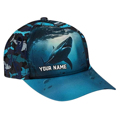 Custom Name Camouflage Shark Baseball Cap, Custom Shark Caps Hats CP0177