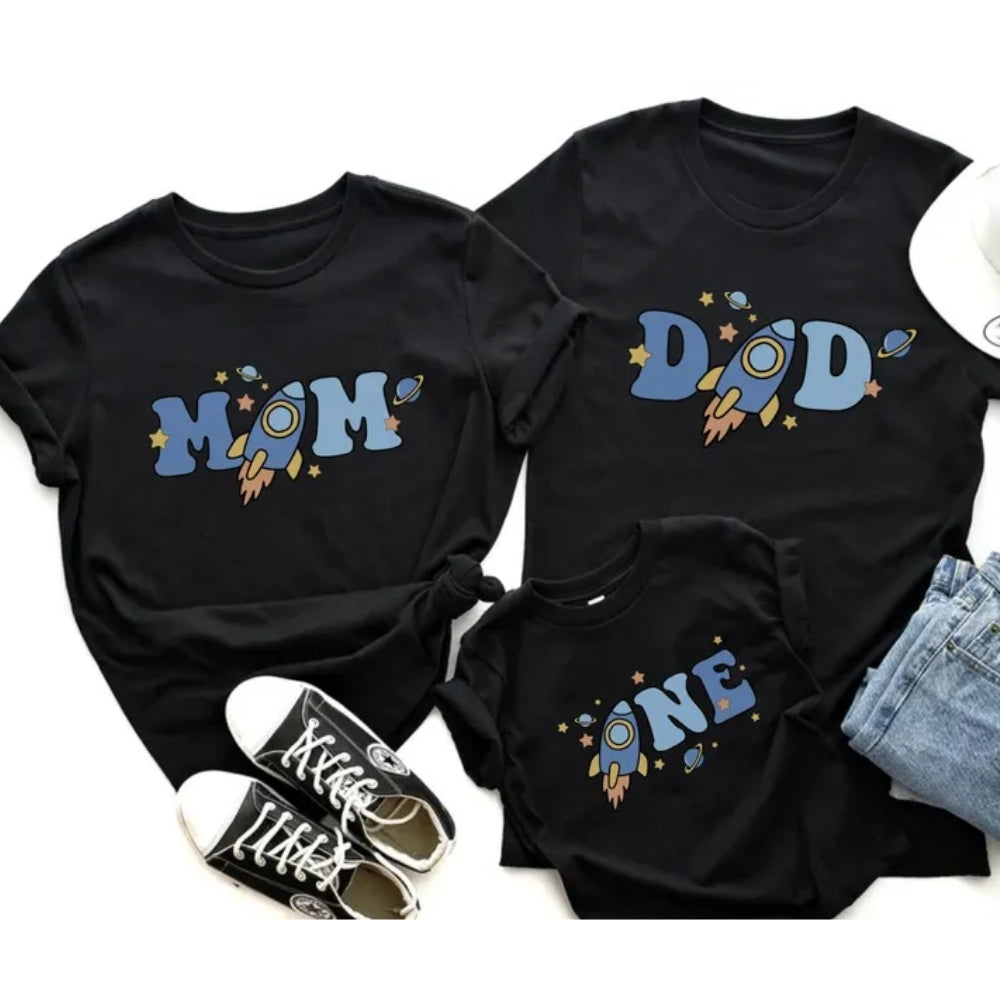 Matching Astronaut First Birthday Family T Shirts, 1st Birthday Space Shirts For Family ET0351