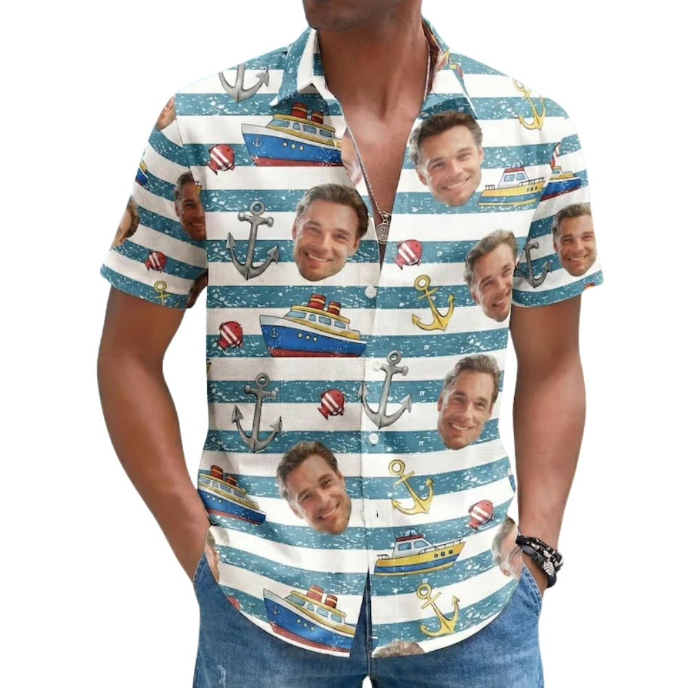 Custom Face Cruise Hawaiian Shirt For Men Women, Custom Photo Cruising Vacation Hawaiian Shirts HE0121