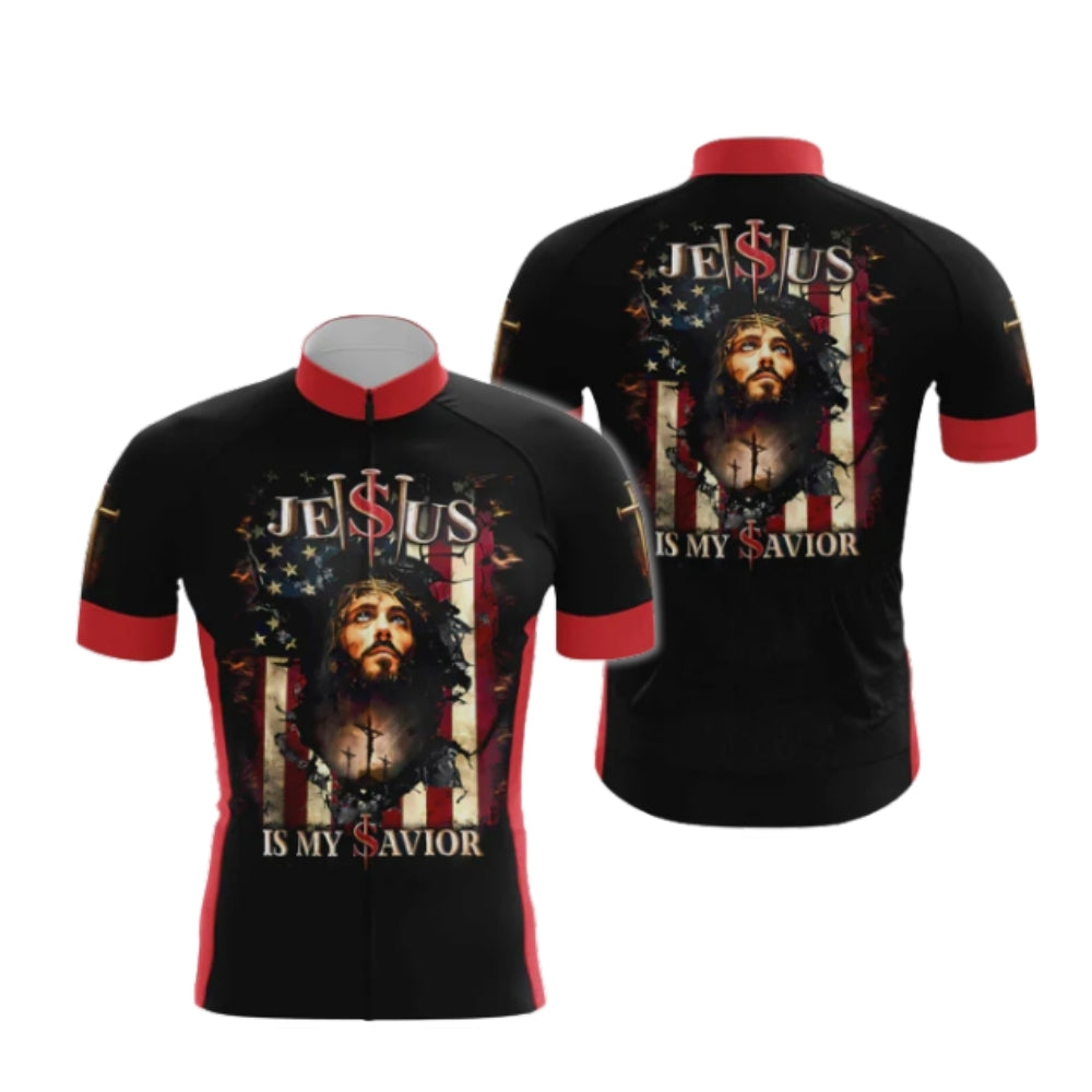Jesus Is My Savior Short Sleeve Cycling Jersey For Men, Jesus Cycling Jerseys CG0539