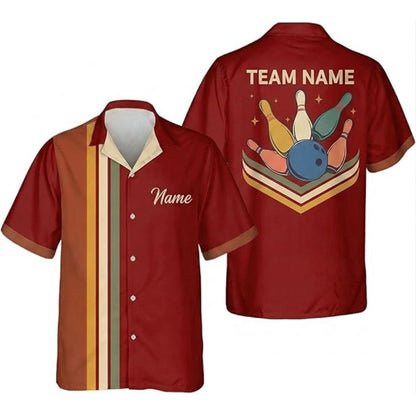 Custom Retro Bowling Hawaiian Shirt Men Women, Custom Team Retro Bowling Shirts BZ0374