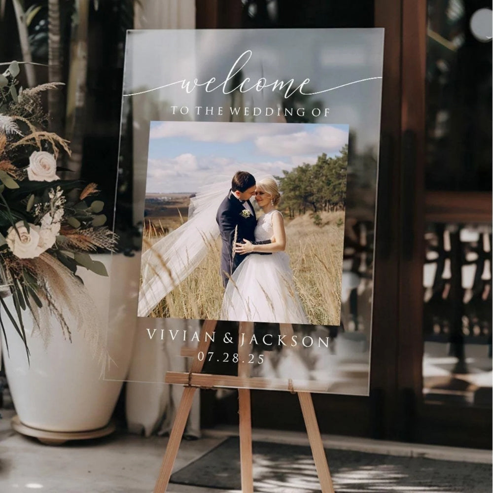 Custom Photo Welcome To The Wedding Sign, Personalized Wedding Welcome Sign WD0095