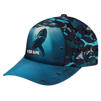 Custom Name Camouflage Shark Baseball Cap, Custom Shark Caps Hats CP0177