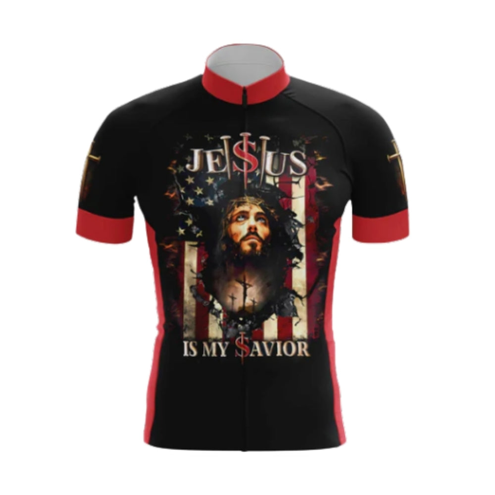 Jesus Is My Savior Short Sleeve Cycling Jersey For Men, Jesus Cycling Jerseys CG0539