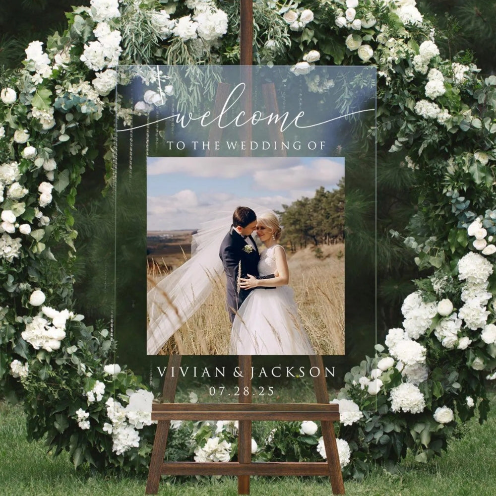 Custom Photo Welcome To The Wedding Sign, Personalized Wedding Welcome Sign WD0095