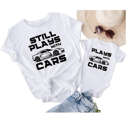 Still Plays With Cars Plays With Cars Matching Dad And Son T Shirt Father's Day, Car Lover Matching Family Shirts ET0940
