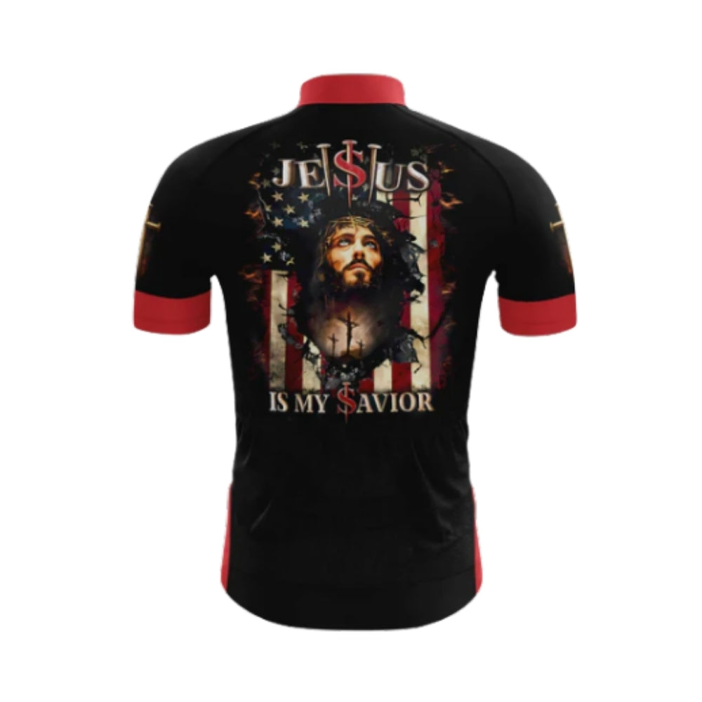 Jesus Is My Savior Short Sleeve Cycling Jersey For Men, Jesus Cycling Jerseys CG0539