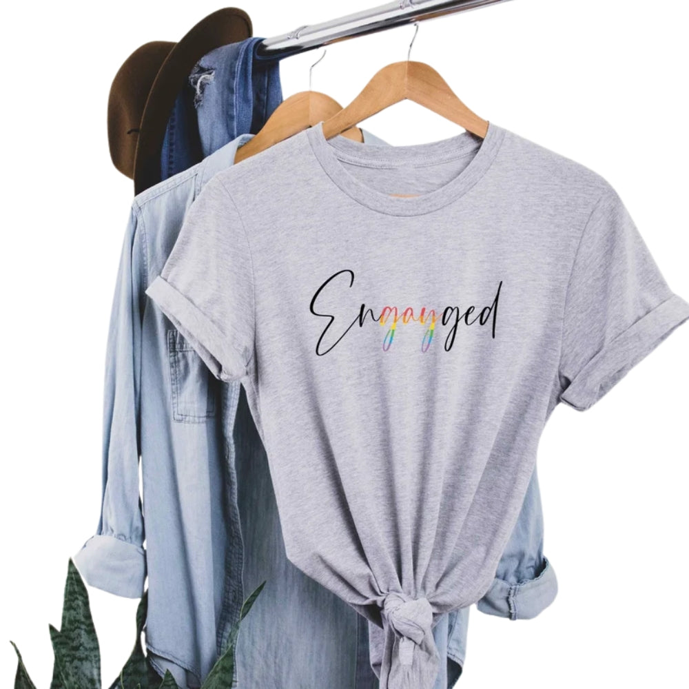 Engayged Matching LGBT Couple T Shirt, LGBTQ Pride Matching Shirts For Couple ET0776