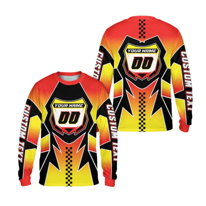 Custom Neon Motocross Dirt Bike Long Sleeve Men's Jersey, Custom Dirt Bike Shirts For Men ME0017