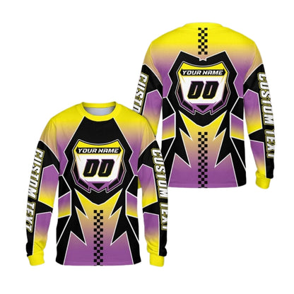 Custom Neon Motocross Dirt Bike Long Sleeve Men's Jersey, Custom Dirt Bike Shirts For Men ME0017