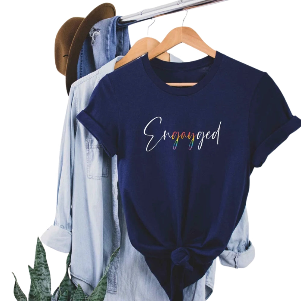 Engayged Matching LGBT Couple T Shirt, LGBTQ Pride Matching Shirts For Couple ET0776