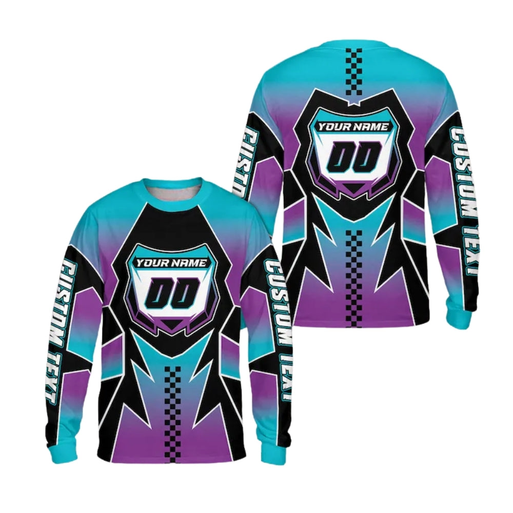 Custom Neon Motocross Dirt Bike Long Sleeve Men's Jersey, Custom Dirt Bike Shirts For Men ME0017