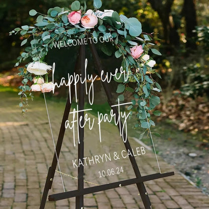 Personalized Welcome To Our Happily Ever After Party Sign, Custom Minimalist Wedding Welcome Sign WD0097