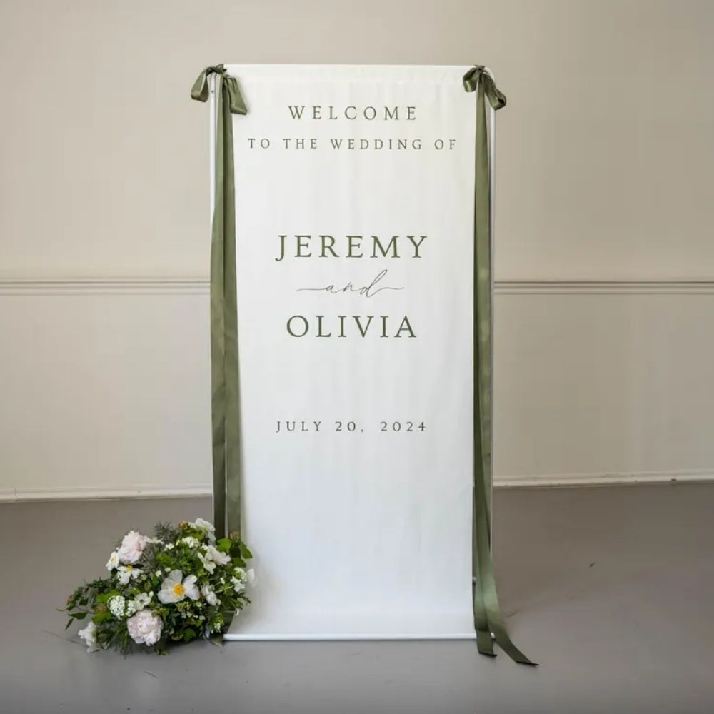 Personalized Fabric Wedding Welcome Banner, Custom Welcome Sign Banner For Wedding Day WD0218