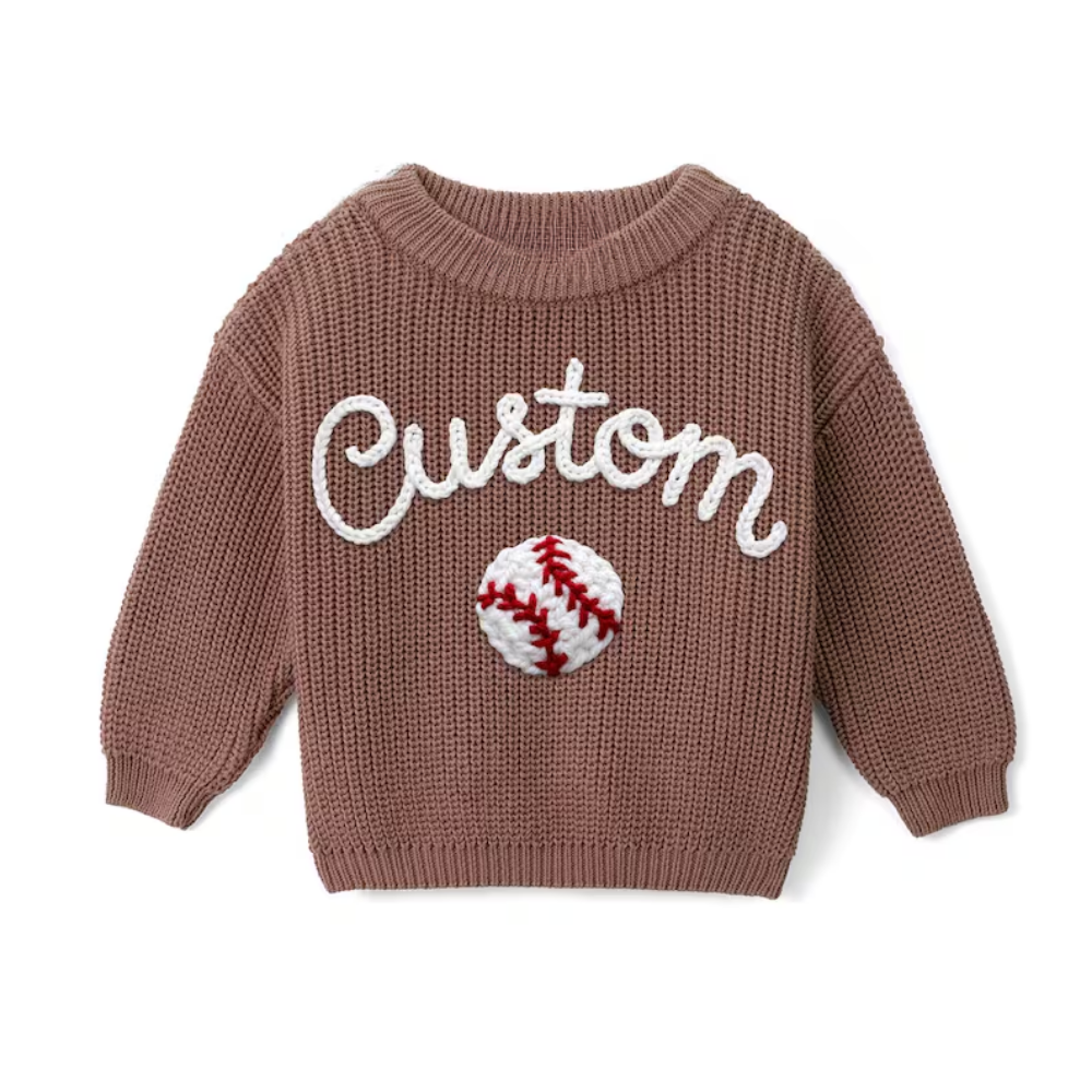 Personalized Baseball Baby Embroidered Sweater, Custom Baby Baseball Lover Sweatshirt BB0319