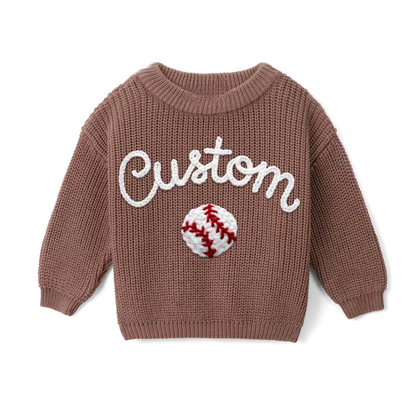 Personalized Baseball Baby Embroidered Sweater, Custom Baby Baseball Lover Sweatshirt BB0319