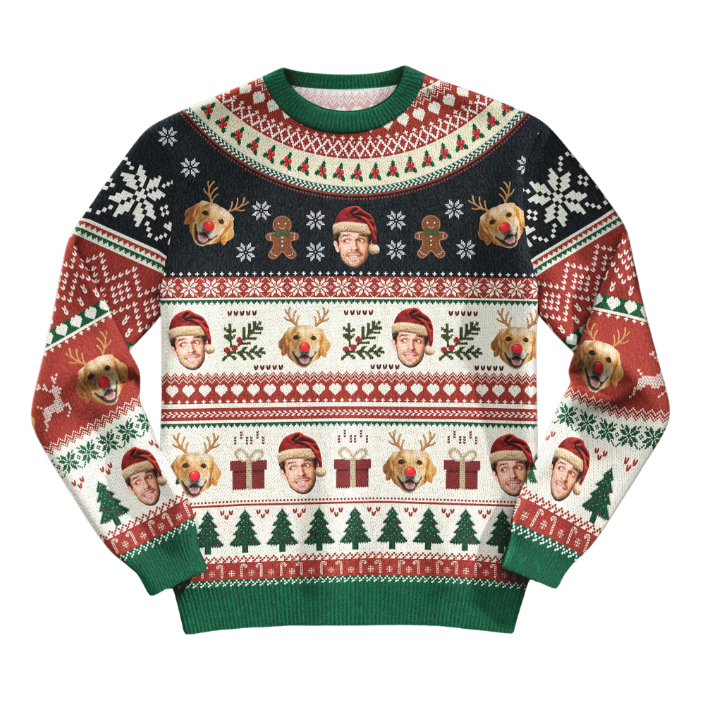 Custom Faces Family Ugly Christmas Sweatshirt, Personalized Photo Christmas Ugly Sweater 2D1282