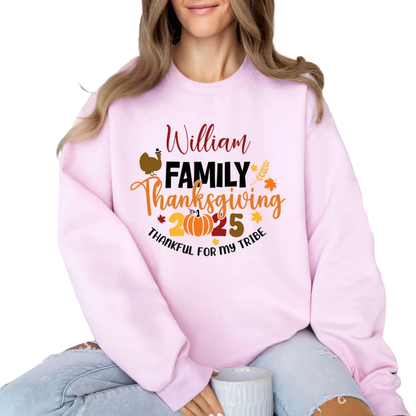 Personalized Family Thanksgiving Thankful For My Tribe Sweatshirt, Custom Matching Thanksgiving Family Sweatshirts ET1288