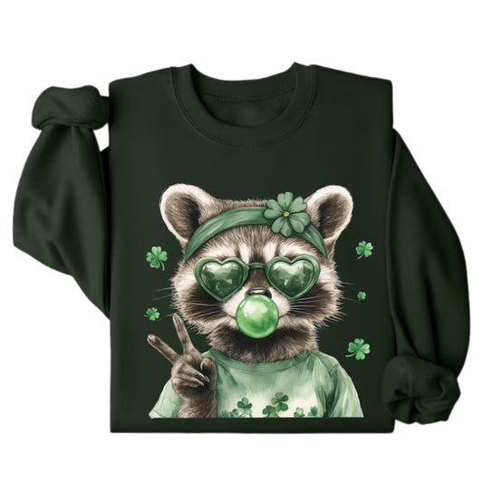 Funny Raccoon St Patrick Sweatshirt, Patrick's Day Sweatshirt For Raccoon Lovers 2D0859