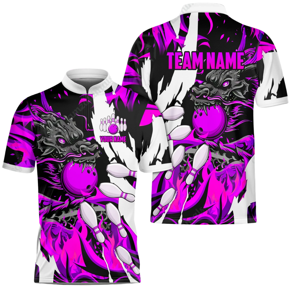 Custom Dragon Flame Bowling Mens Jersey Yellow White, Custom Dragon Team Bowling Shirts BZ0574