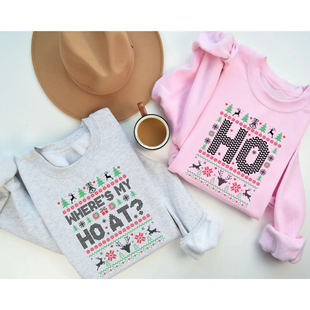 Where Is My Ho At & Ho Matching Couple Christmas Sweatshirt, Christmas His And Her Sweatshirts ET1383