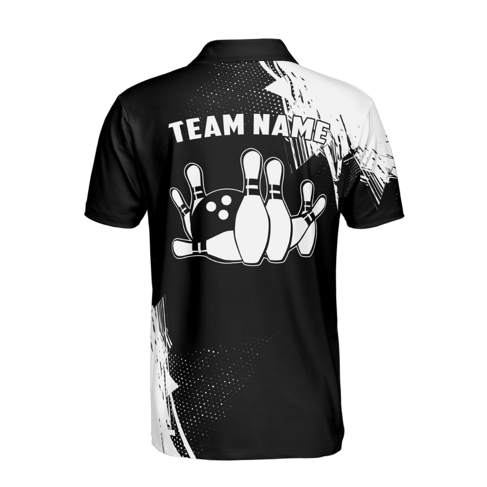 Custom Team Black White Bowling Polo Shirt For Men, Custom Bowling Shirts BE0210