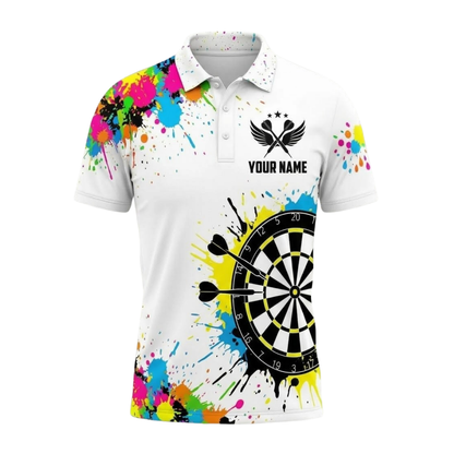 Aim Shoot Swear Repeat Custom Colorful Men Dart Polo Shirt, Custom Funny Dart Team Shirts DE0114
