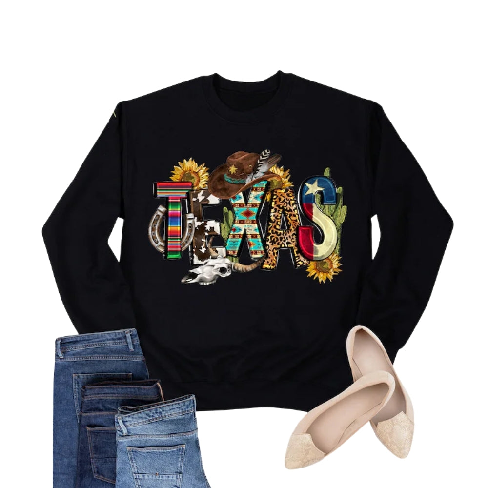 Women's Texas Western Sweatshirt, Western Country Sweatshirt 2D0736