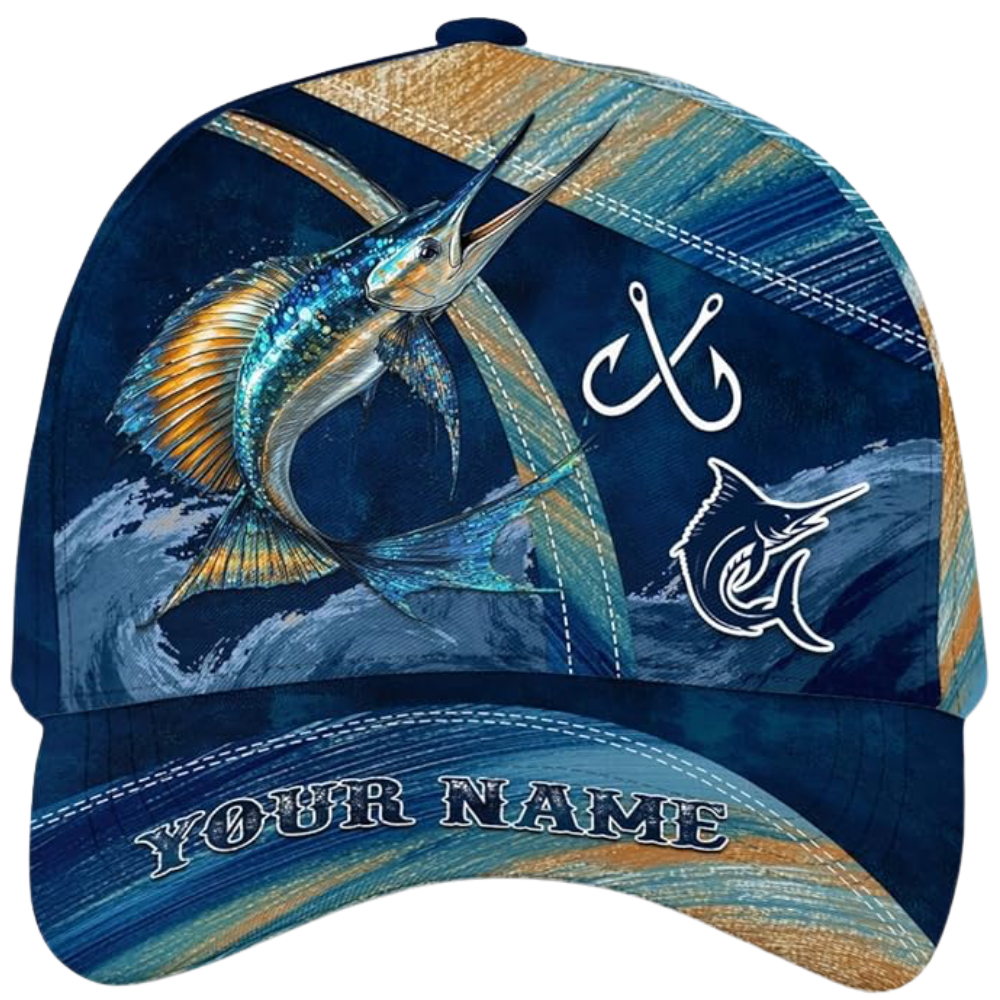 Custom Marlin Fishing Blue Baseball Cap, Custom Marlin Fishing Lovers Caps Hats CP0530