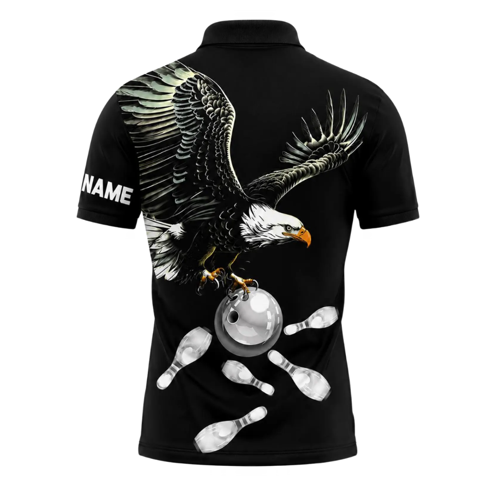 Custom Eagle Bowling Polo Shirts For Men, Custom Eagle Bowling Shirts BE0269