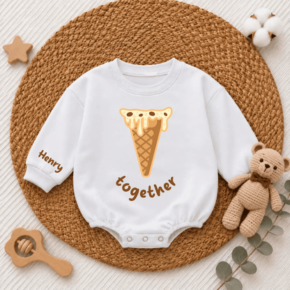 Better Together Icecream Custom Matching Twins Baby Romper Sweatshirt, Personalized Twins Baby Romper Sweater BB0967