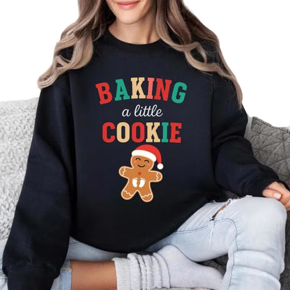 Baking A Little Cookie Sweatshirt, Christmas Pregnancy Announcement Sweatshirt 2D0542