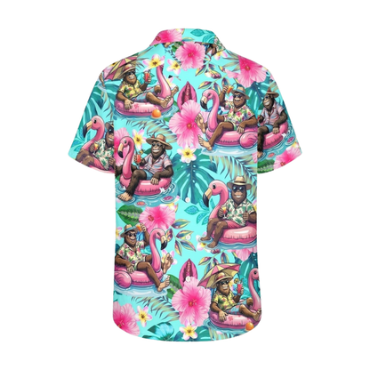 Cyan Bigfoot Aloha Golf Polo Shirt For Mens, Bigfoot Golf Shirt GZ0444