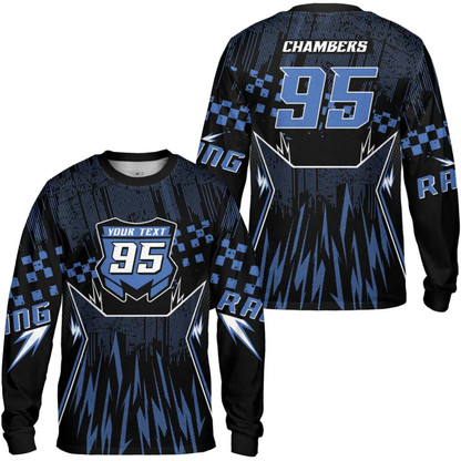 Personalized Mens Black Red Dirt Bike Jersey Long Sleeve, Custom Racing Dirt Bike Shirts MZ0108