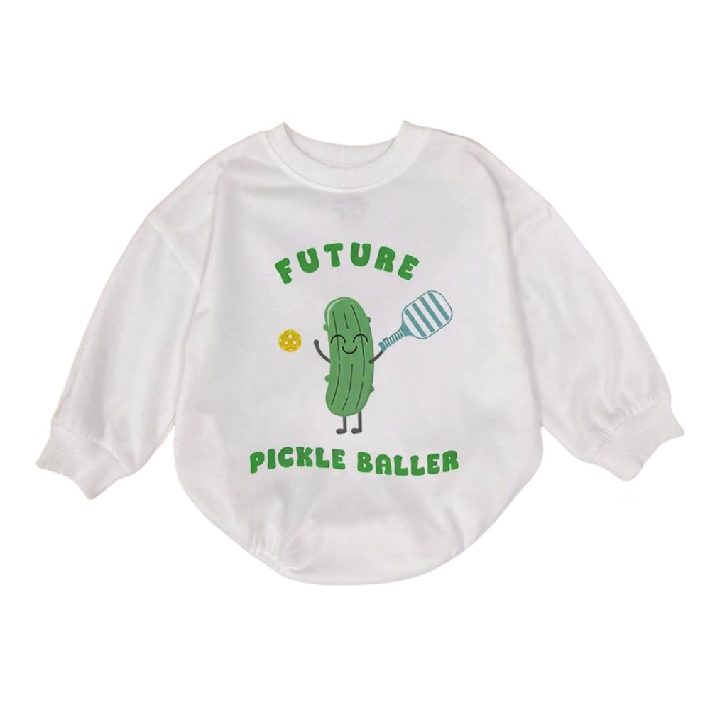 Future Pickle Baller Baby Romper Sweatshirt, Funny Pickeball Romper Sweatshirt Baby BB0715