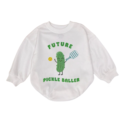 Future Pickle Baller Baby Romper Sweatshirt, Funny Pickeball Romper Sweatshirt Baby BB0715