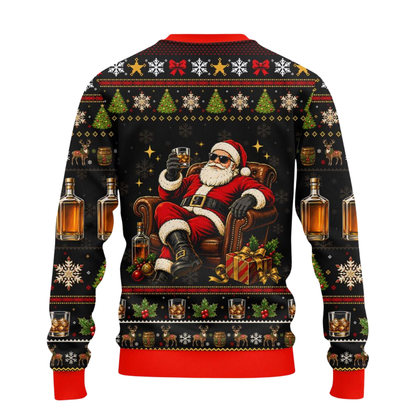 We Whiskey You A Merry Christmas Santa Ugly Sweater, Whiskey Lover Christmas Sweatshirt 2D1238
