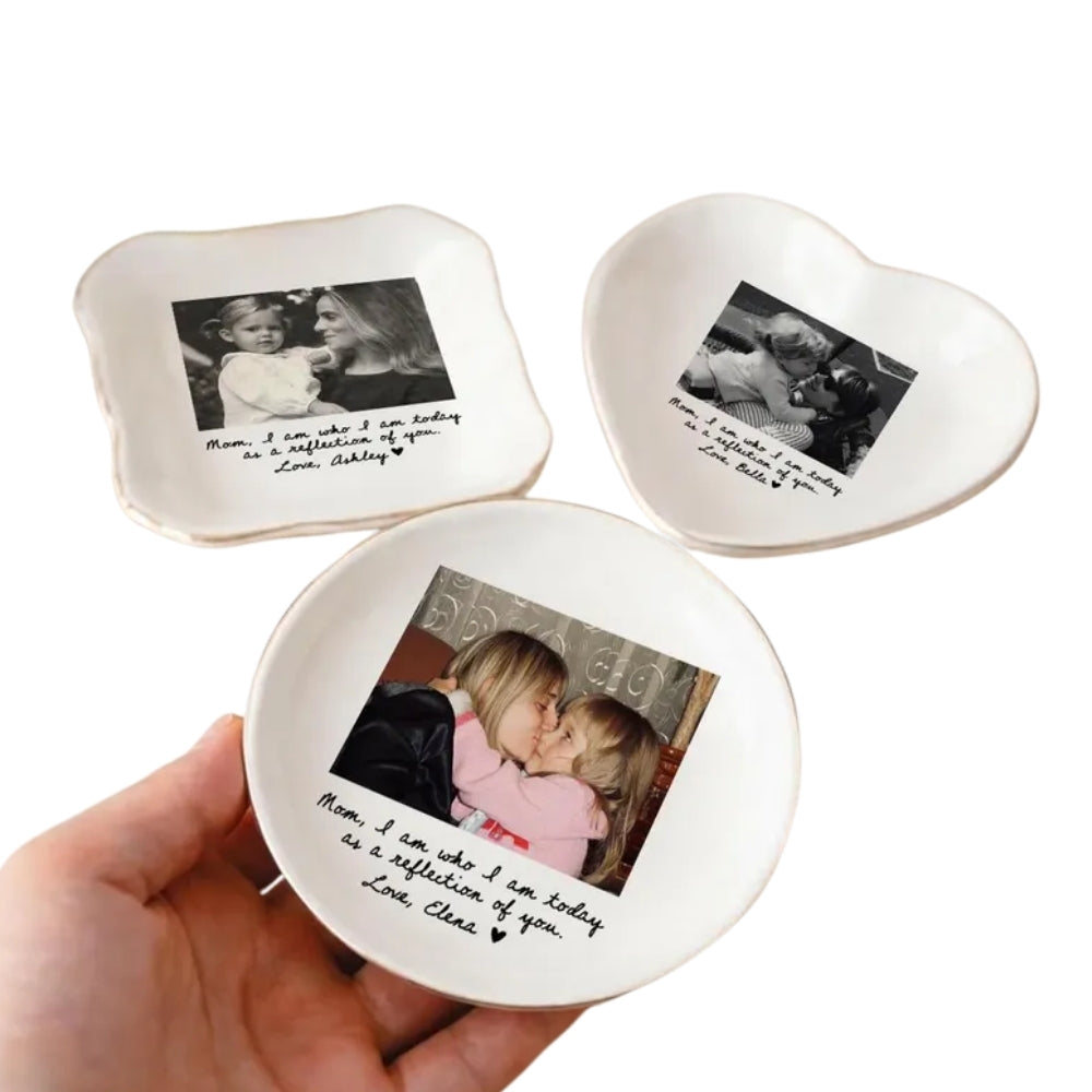 Custom Photo Mother of The Bride Jewelry Dish, Personalized Photo Jewelry Dish for Mom on Wedding Day WD0078