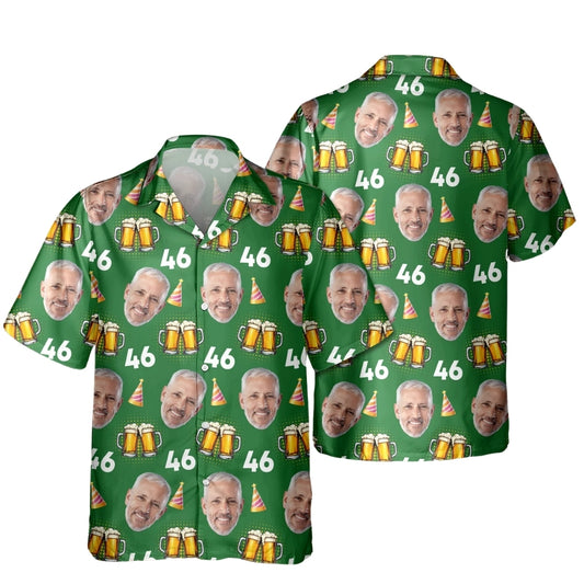 Custom Face Beer Birthday Hawaiian Shirt For Men Women, Custom Photo And Age Hawaiian Shirt For Birthday HE0492