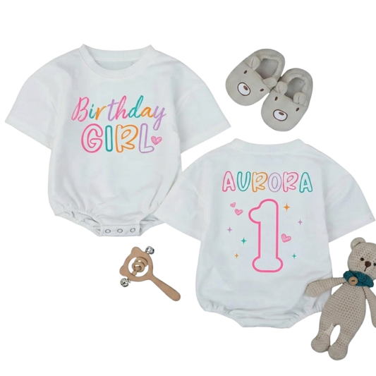 Customized 1st Birthday Girl Bubble Tshirt Bubble Romper, Custom First Birthday Romper For Baby Girl BB0253
