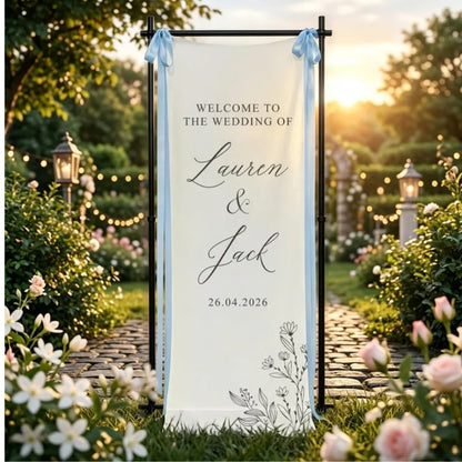 Personalized Welcome Wedding Banner With Couple Name, Custom Fabric Welcome Banner For Wedding WD0219