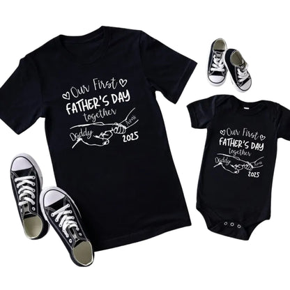 Our First Father's Day Together Custom Matching Dad And Baby Shirts, Personalized First Father Day Shirts ET0941