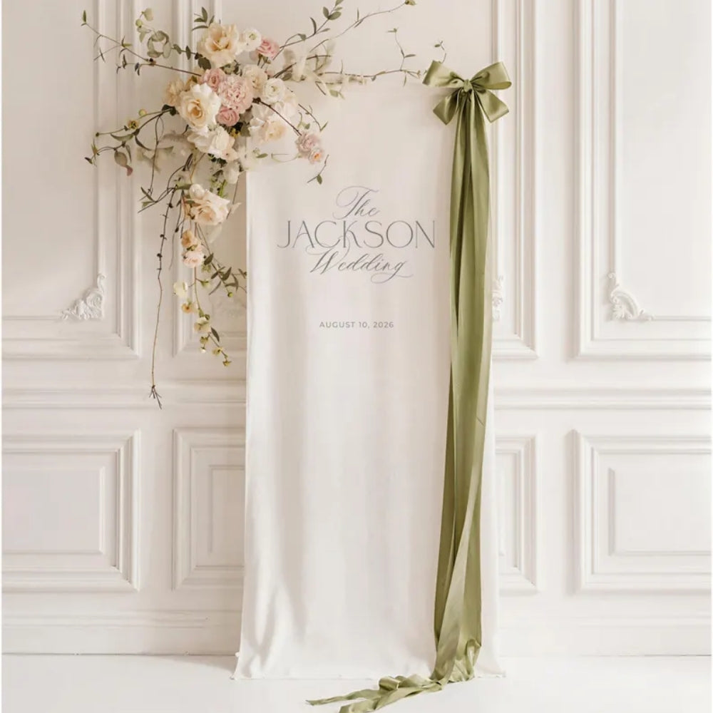 Custom Last Name Fabric Wedding Welcome Banner, Personalized Welcome Banner Sign For Wedding Day WD0220