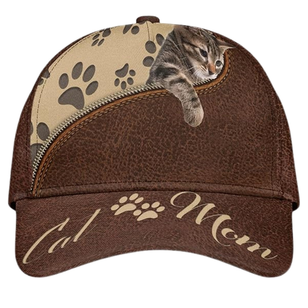 Tabby Cat Mom 3D Baseball Cap, Cat 3D Printed Caps For Mom CP0180